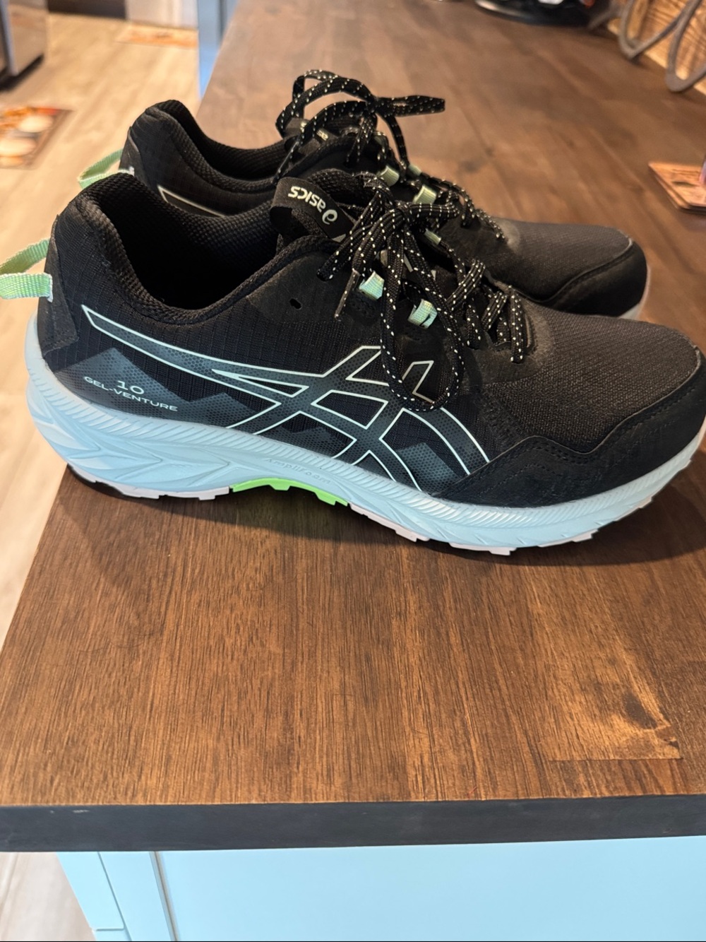 Asics Gel-Venture 10 Sneakers Women 10 Black Whisper Green Trail Running Shoes